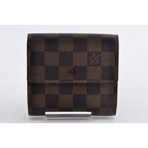 LOUIS VUITTON LV Portefeuille Elise Damier Tri-Fold Wallet Brown SP0988
